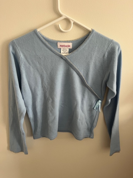 American Girl Other - Light Blue Long Sleeve Shirt with Beaded Neckline and Sleeve Ends